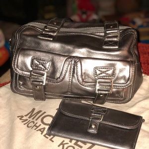Michael Kors pewter purse and wallet